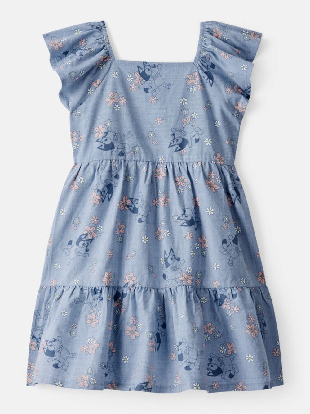 Carter’s Toddler Girl Bluey Floral Print Denim Dress Size 5T
